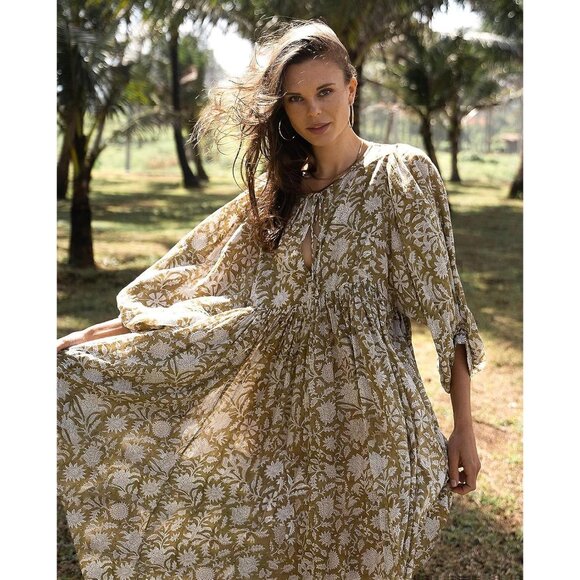 Women’s Floral Summer Dress Rayon Loose A-Line Casual Boho Beach Wear - Picture 2 of 6